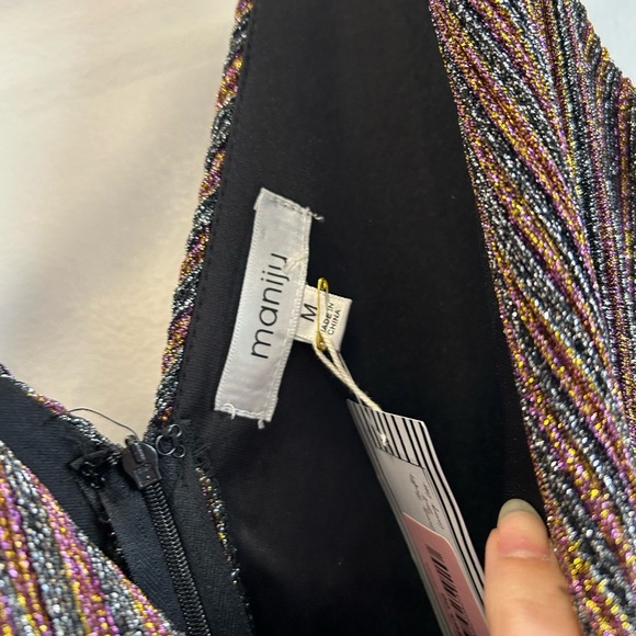 Maniju rainbow shimmer floor length Dress medium NWT - Picture 5 of 6